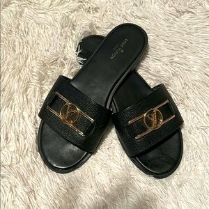 Louis Vuitton Black Slide Sandals